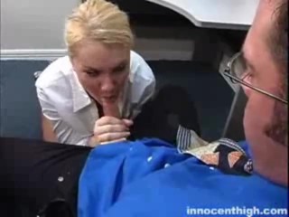 Foreign exchange student Leah Jaye sucking the deans cock