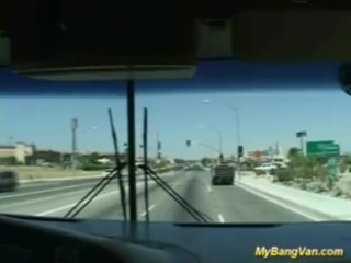 Nasty babe gets_banged in the_van with three big cocks