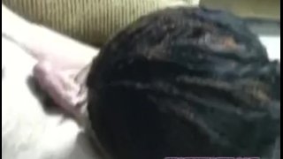 Honey An Ebony Swinger Sips A Stiff White Cock