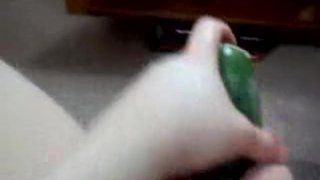 Slut Stuffs A Massive Cucumber Into Her Pussy