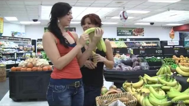 Madelin and Rita Naked in Grocery Store