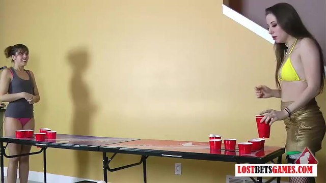 Two beautiful girls play strip  pong - Amber Chase