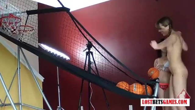 Two girls with great bodies play strip basketball shoot-off - Amber Chase