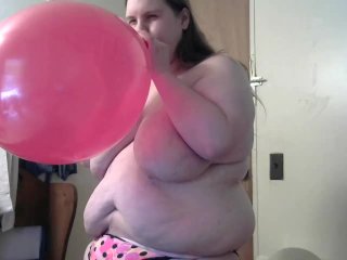 Hot Wife Blow Up Balloon and Make It Pop Slpaiing Her_Tits and_Eyes