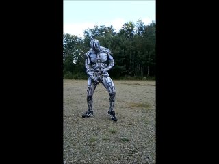 Spandex Android Jerking Off Inside Spandex Outdoors