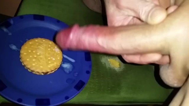 Self Handjob Cum On Food Cookie Cumshot Slo Mo