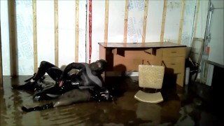 In The Enemy Frogman's Flooded Lair Frogman Surprises And Shoots His Load
