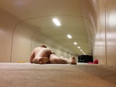 Chub Boy Plays With Himself Near Park