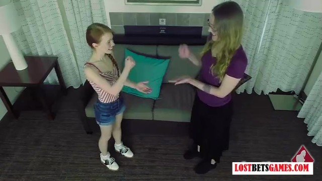 2 extremely cute girls play strip rock, paper, scissors - Dolly Little