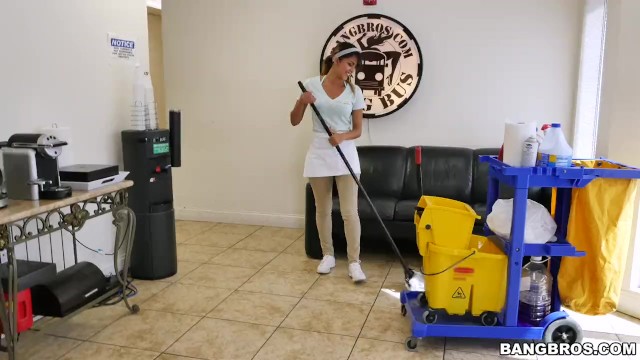The new cleaning lady swallows a load! 4