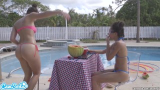 Camsoda Teenagers With Big Ass And Big Tits Cause A Watermelon To Explode With Rubbish