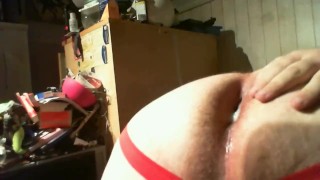 Chub Displays His Creampie And Is Fucked By A Large Dildo Until He Cums