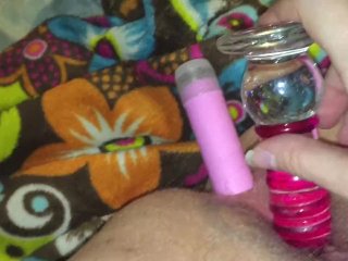 Tattooed Punk Girl Double Penetration With TOYS! Vibrator_And GlassDildo