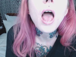 Pink Haired Girl Holds Mouth Wide Open For You)