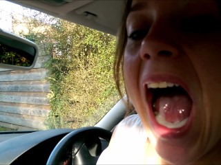 320px x 240px - Public Street Car Blowjob & Cum in Mouth Driving