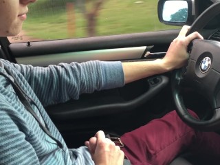 Little Chris jerks off driving us to Grandma''s house