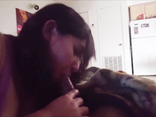 Quickie Blowjob/Deepthroat_while roommate is in the_next room