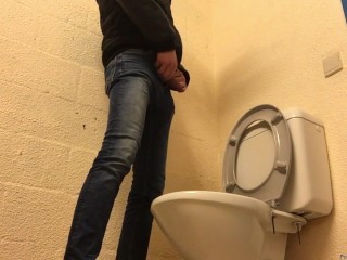 to bad there was no urinal Pissing In A Toilet