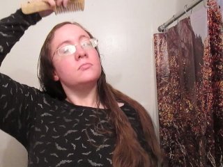 Hair Journal: Combing Long Curly Strawberry Blonde Hair - Week 3 (Asmr)