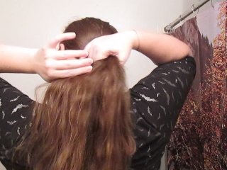 Taking Out A Lazy Bun With Long Curly Hair