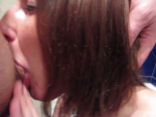Amateur Hot Milf GetsCum On Her Lips In Bathroom