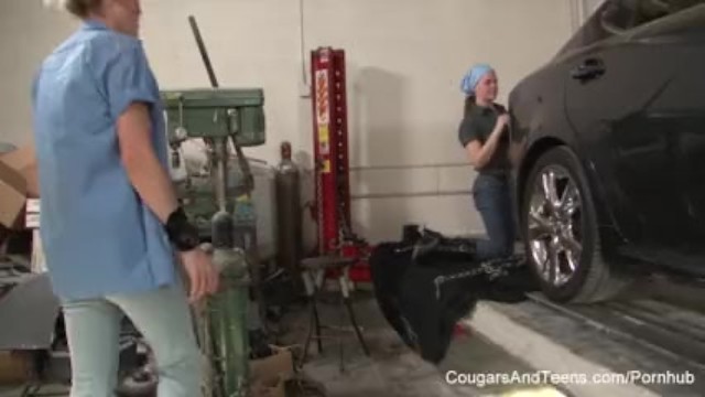 Slutty lesbians having fun in the public garage - Daisy Layne