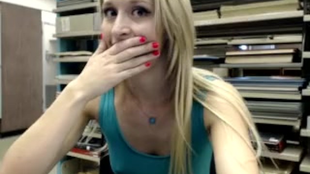 American girl Ginger Banks films a secret masturbation in library