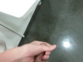 Japanese guy dry dick with a dryer_in public toilet.