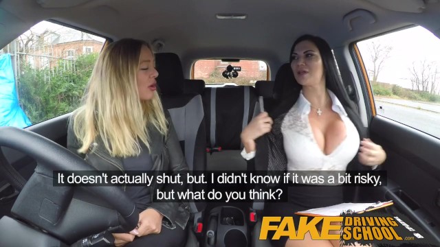 Fake Driving School lesbian sex with hot Australian babe and busty milf - Beth Bennett, Jasmine Jae