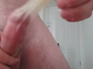 Jerking Off Into Condom With Hot Cum