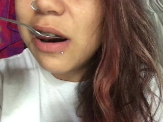 ASMR_sensual yogurt eating sounds with my dick sucking lips
