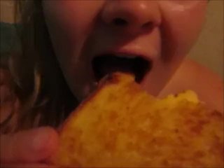 Amanda Fat Ass Eats2 Grill Cheese Sandwhichs_Making Her Fatter