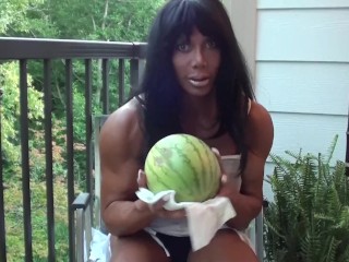 Muscle Goddess Destroys Watermelon with StrongThighs