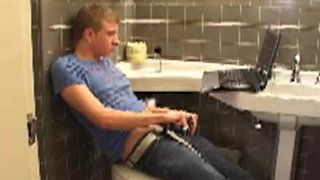 Jerking Huge Cumshot In Josh Myers' School Bathroom