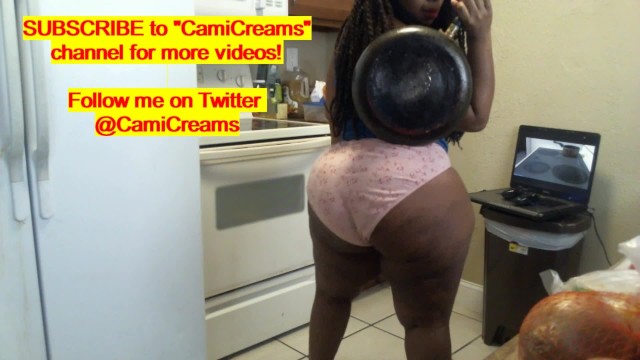 Cami Creams - kitchen naked panties tshirt twerking no bra cellulite ass 31