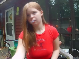 Natural Redhead Smoking_a American Spirit Cigarette