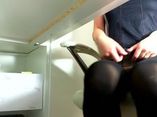 Masturbate at work :day27:Horny brunette secretmasturbation under desk
