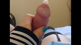 Masturbate Cute Crossdresser Cums Hands Free Then Into The Same Condom Again