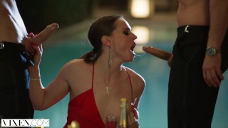 Tori Black Goes Up Against Two Cocks At An Award Show After Party