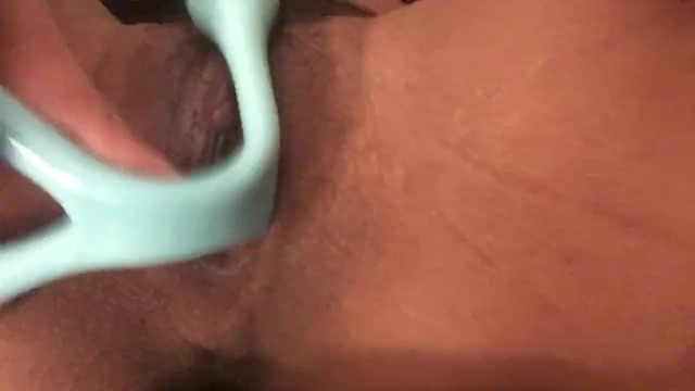 Teen Sticks Back Massager in her Tiny Pussy 19