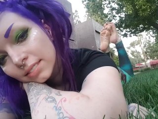 Purple Hair_Goth Girl Feet Oil Rub