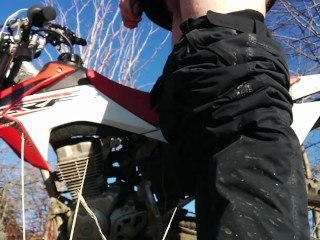 MASTURBATING OUTDOORS ON DIRT BIKE RIDE_IN THE MIDDLE OF_NO WHERE