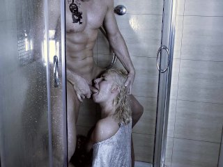 Rough Facefuck In The Shower With Tattooed Muscle Mean Guy