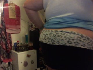 Fat White Girl Buttcrack in Sweatpants and ShortsWith a See_Thru Shirt