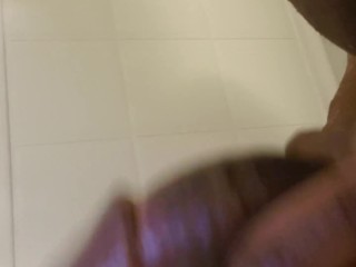 Black Maleteen masturbating inshower