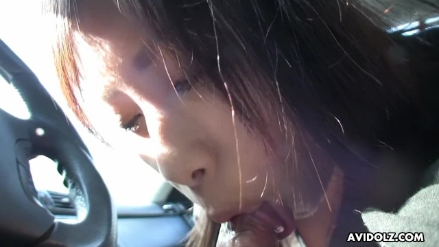 Cute Asian brunette teen fingered after blowing in the car 6