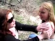 Two chubby amateur lesbians play outside