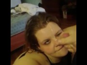 Slut gets face fucked n facial