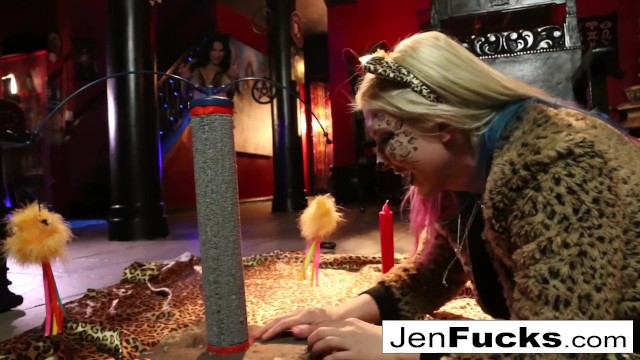 Jen Hexxx helps Leya the cat do a milk enema! - Leya Falcon