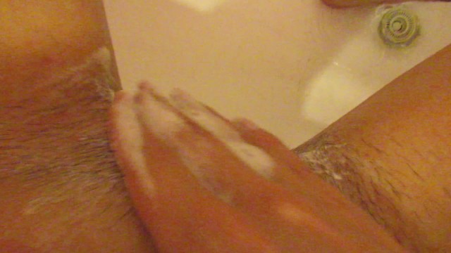Washing Dirty hairy big clit pussy 14